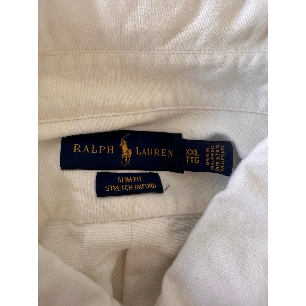 Polo Ralph Lauren Slim Fit Stretch Oxford Shirt Button Down XXL White Old Money